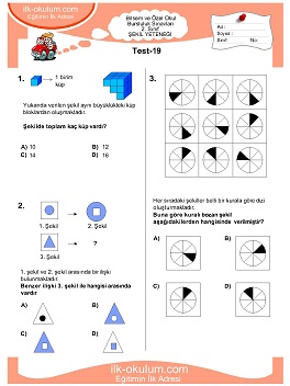 1. sınıf Bilsem Genel Yetenek Testileri